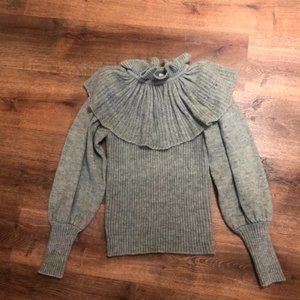 1980s Clovis Ruffin Knit Gray Sweater in Medium / Small